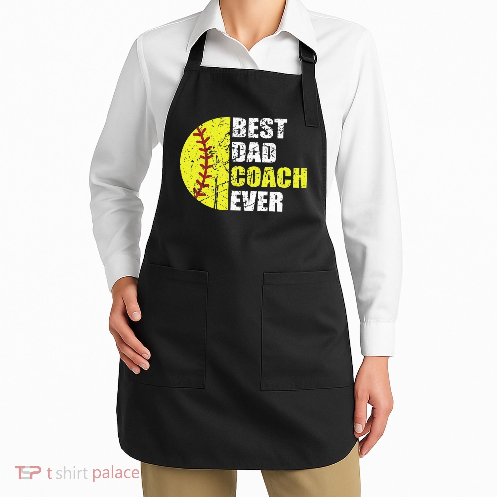 Best Softball Dad Coach Ever Retro Father Softball Coach Dad Apron