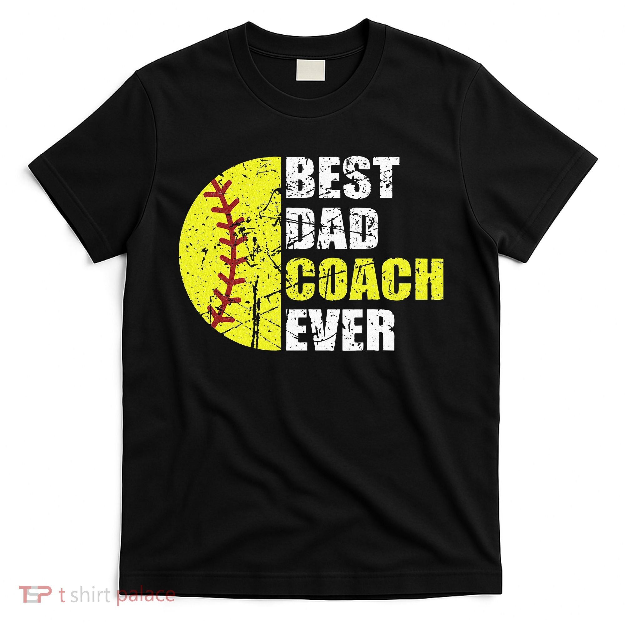Best Softball Dad Coach Ever Retro Father Softball Coach Dad T-Shirt
