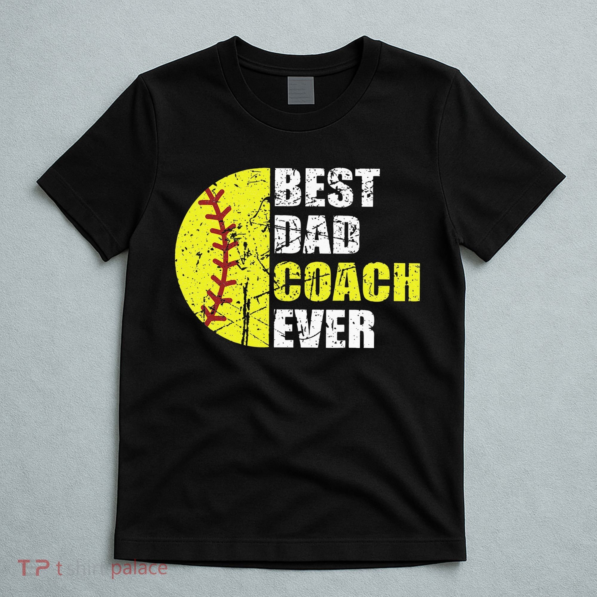 Best Softball Dad Coach Ever Retro Father Softball Coach Dad T-Shirt