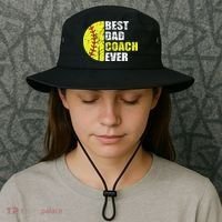 Best Softball Dad Coach Ever Retro Father Softball Coach Dad Bucket Hat thumb 3