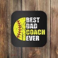 Best Softball Dad Coach Ever Retro Father Softball Coach Dad Coaster thumb 0