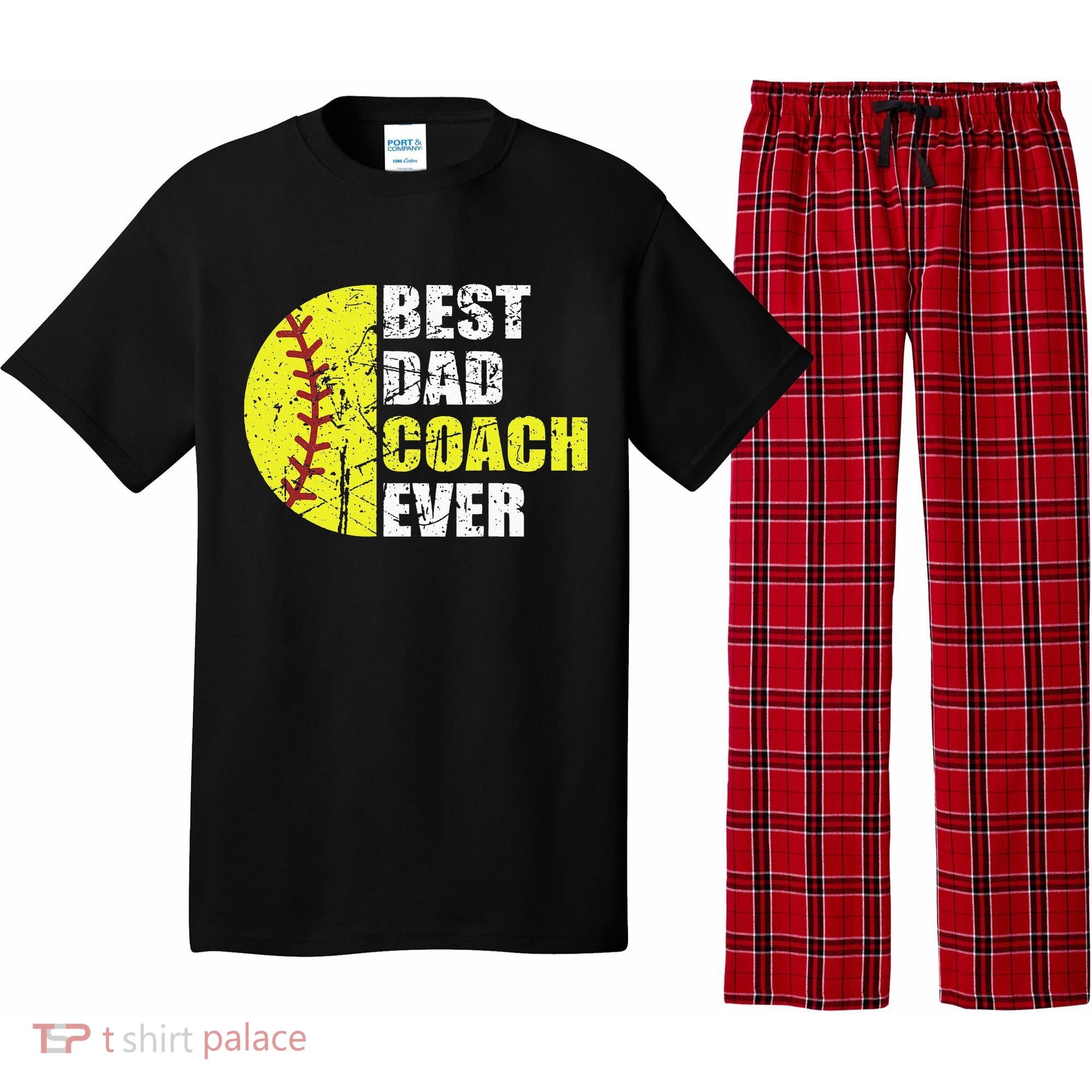 Best Softball Dad Coach Ever Retro Father Softball Coach Dad Pajama Set