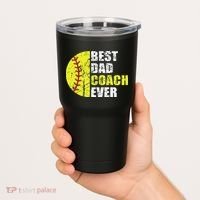 Best Softball Dad Coach Ever Retro Father Softball Coach Dad Tumbler thumb 2
