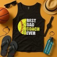 Best Softball Dad Coach Ever Retro Father Softball Coach Dad Tank Top thumb 4