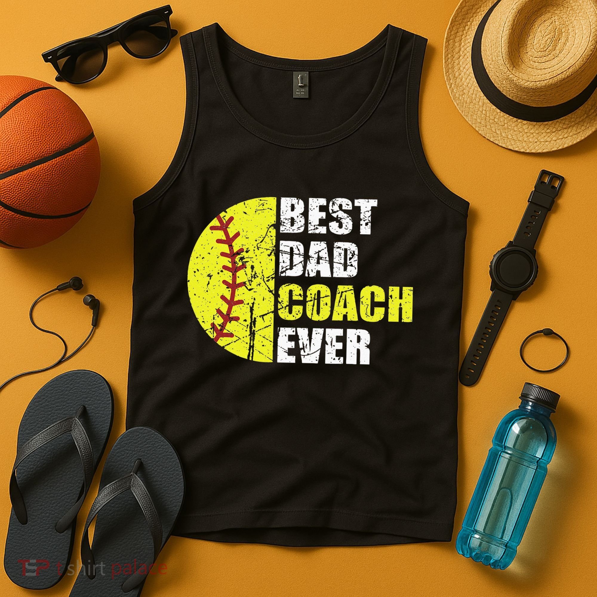 Best Softball Dad Coach Ever Retro Father Softball Coach Dad Tank Top