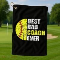 Best Softball Dad Coach Ever Retro Father Softball Coach Dad Golf Towel thumb 1