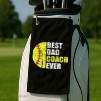 Best Softball Dad Coach Ever Retro Father Softball Coach Dad Golf Towel thumb 2