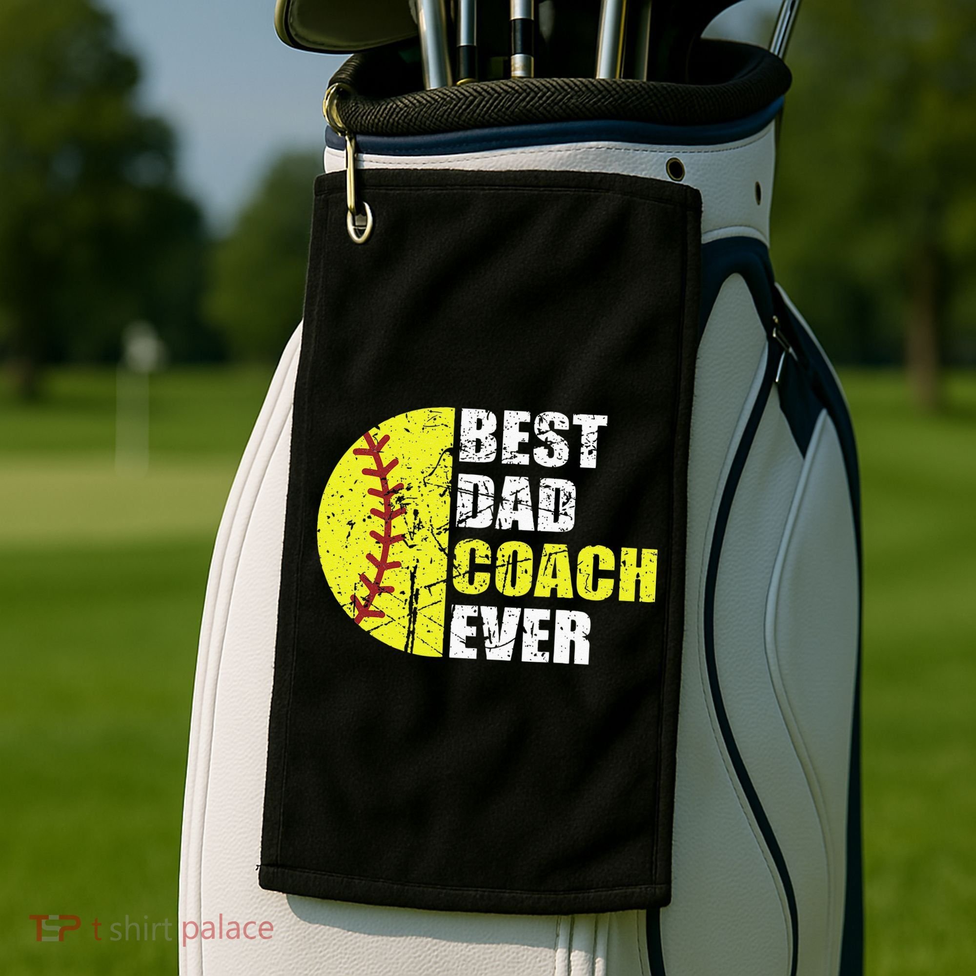 Best Softball Dad Coach Ever Retro Father Softball Coach Dad Golf Towel