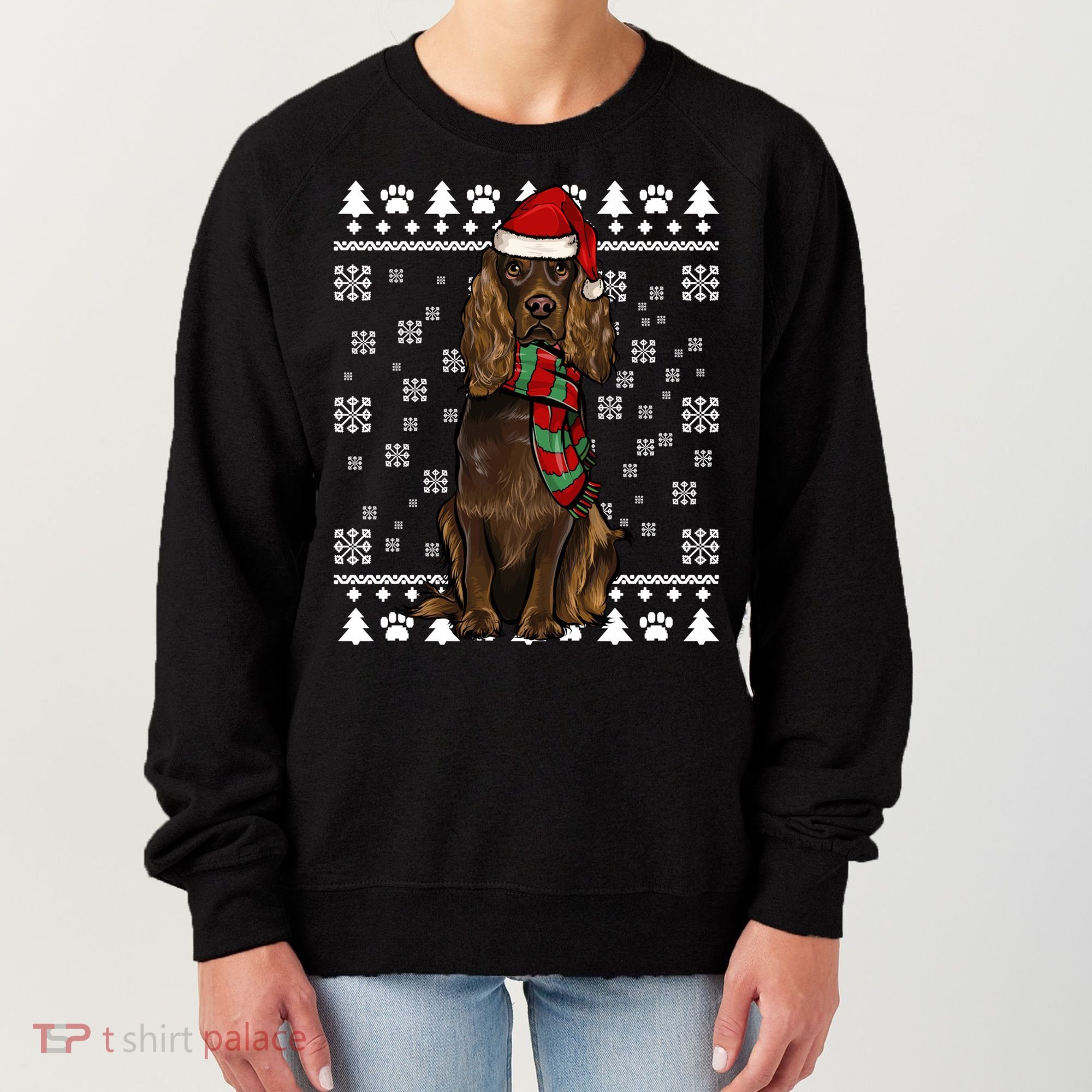 Boykin Spaniel Dog Santa Hat Xmas Ugly Christmas Gift Women's Sweatshirt