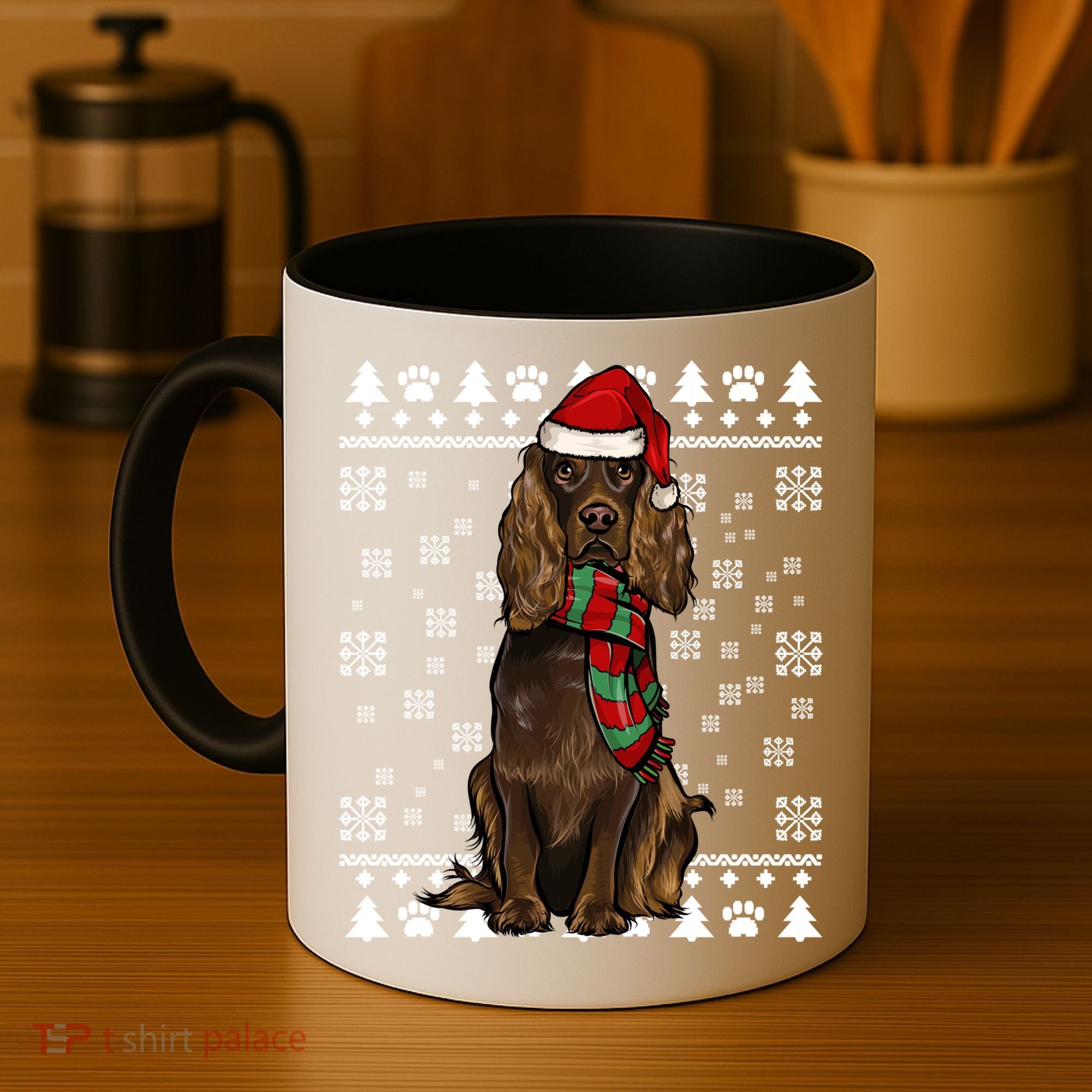Boykin Spaniel Dog Santa Hat Xmas Ugly Christmas Gift Coffee Mug