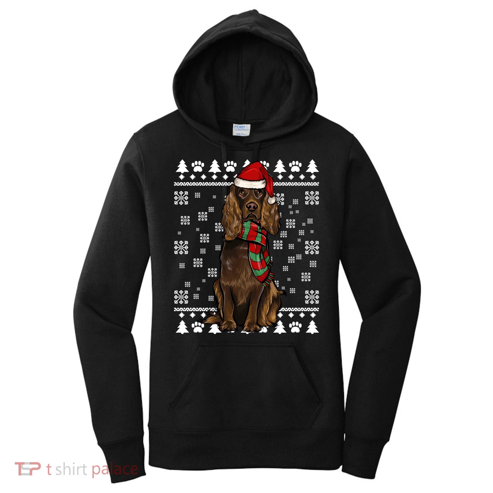 Boykin Spaniel Dog Santa Hat Xmas Ugly Christmas Gift Women's Hoodie
