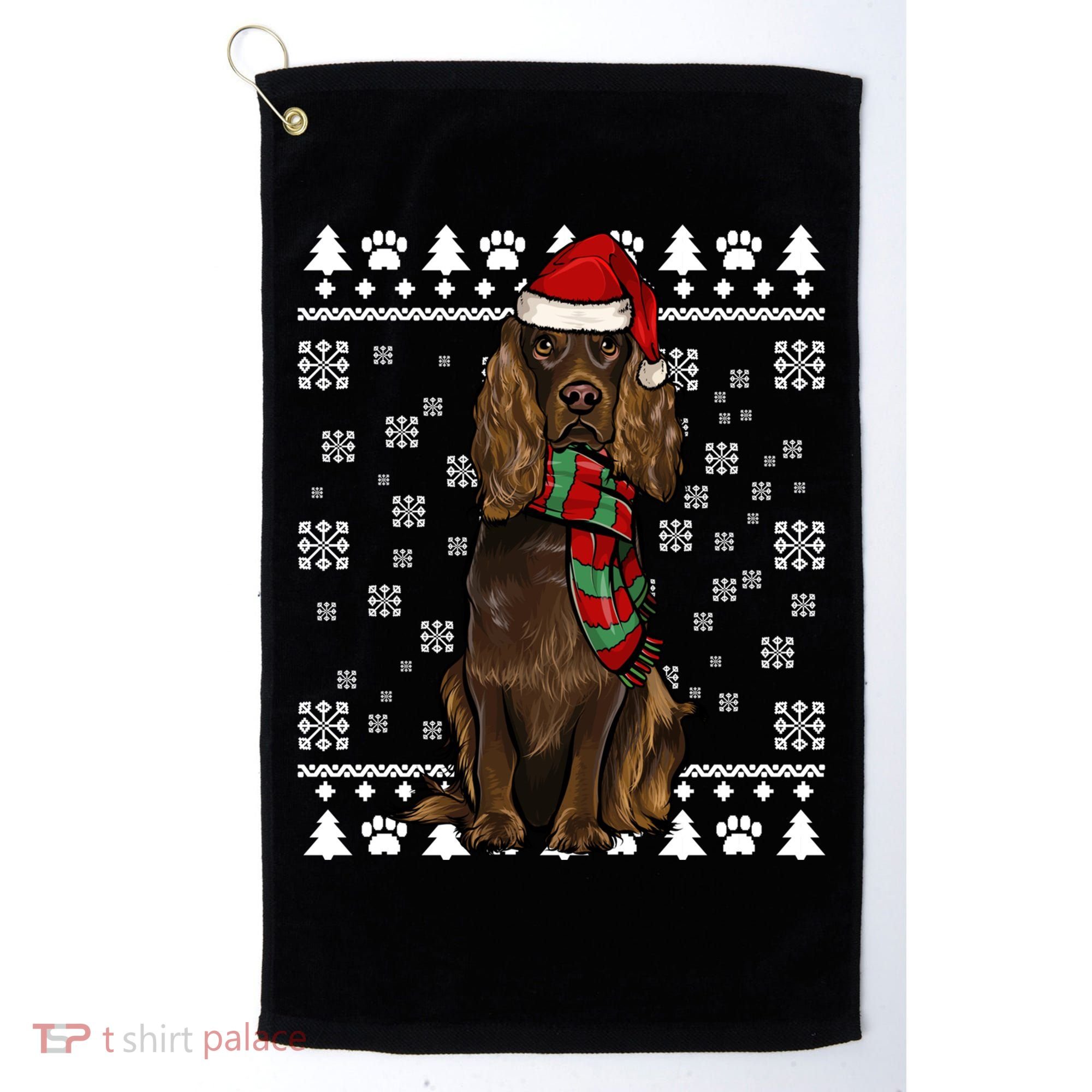 Boykin Spaniel Dog Santa Hat Xmas Ugly Christmas Gift Golf Towel