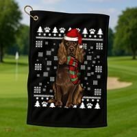 Boykin Spaniel Dog Santa Hat Xmas Ugly Christmas Gift Golf Towel thumb 1