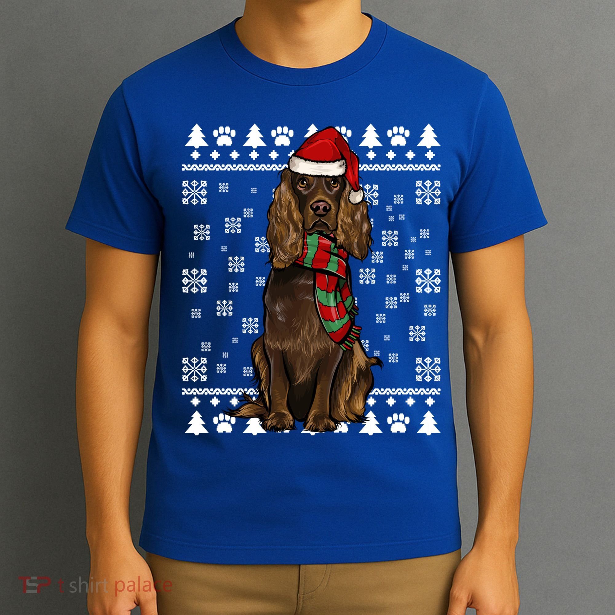 Boykin Spaniel Dog Santa Hat Xmas Ugly Christmas Gift T-Shirt