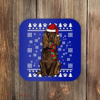 Boykin Spaniel Dog Santa Hat Xmas Ugly Christmas Gift Coaster