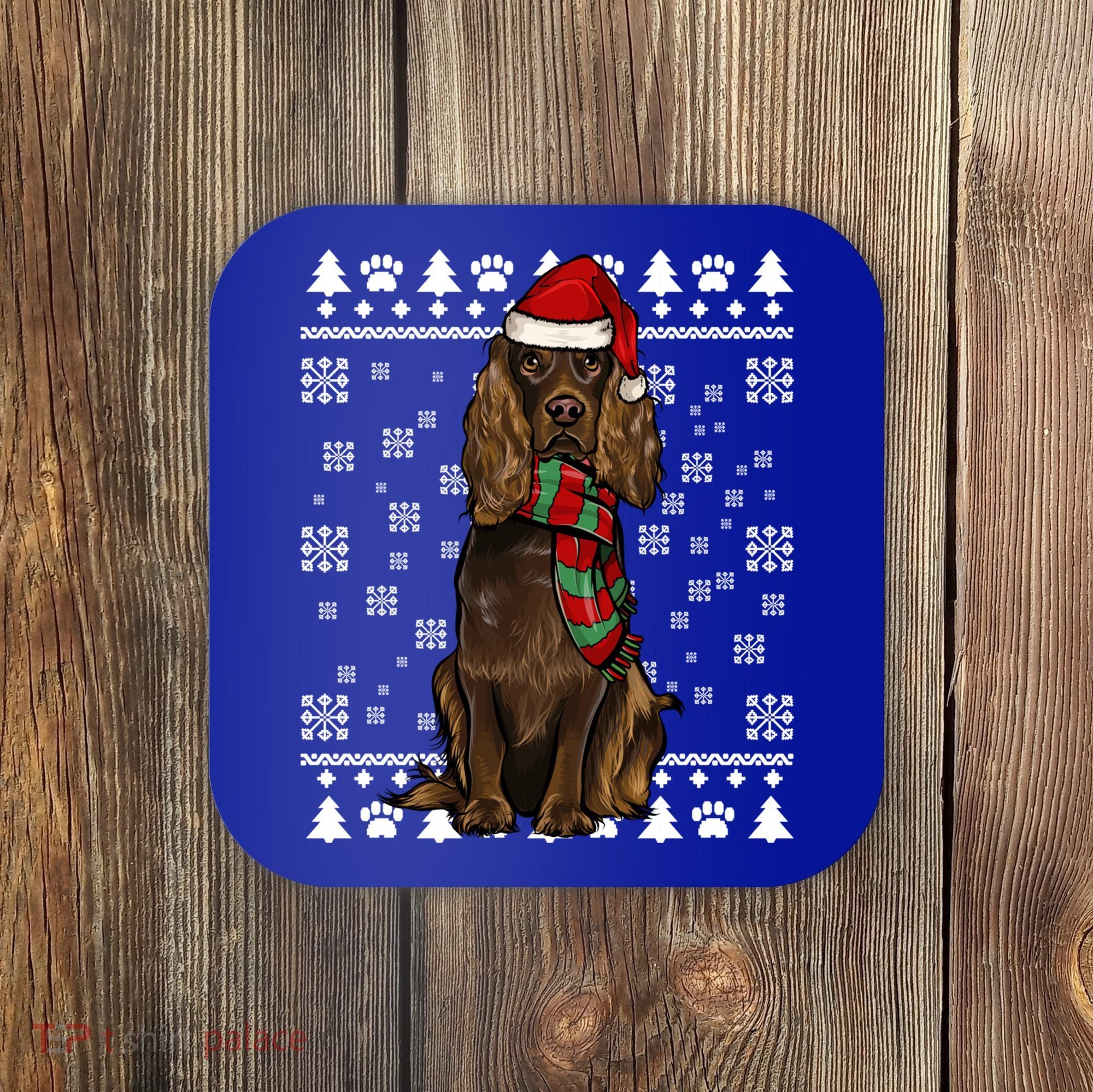 Boykin Spaniel Dog Santa Hat Xmas Ugly Christmas Gift Coaster
