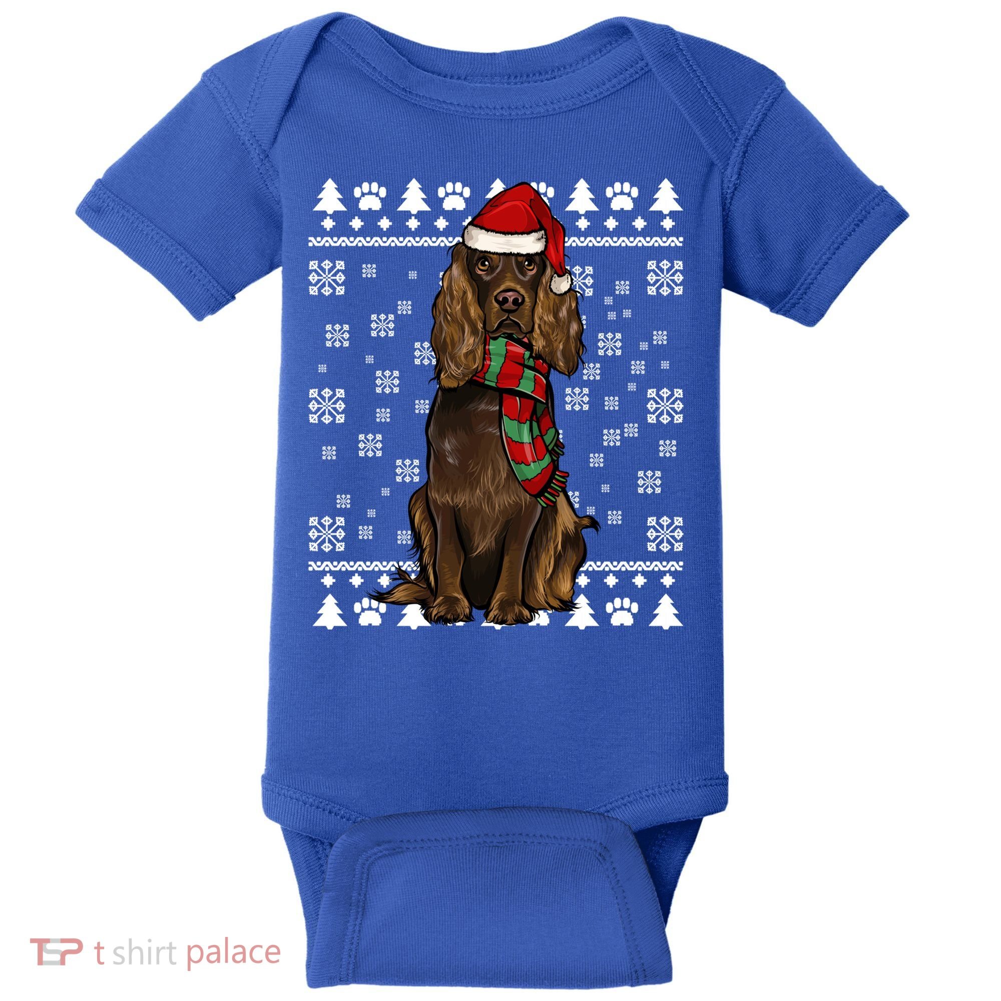 Boykin Spaniel Dog Santa Hat Xmas Ugly Christmas Gift Baby Bodysuit