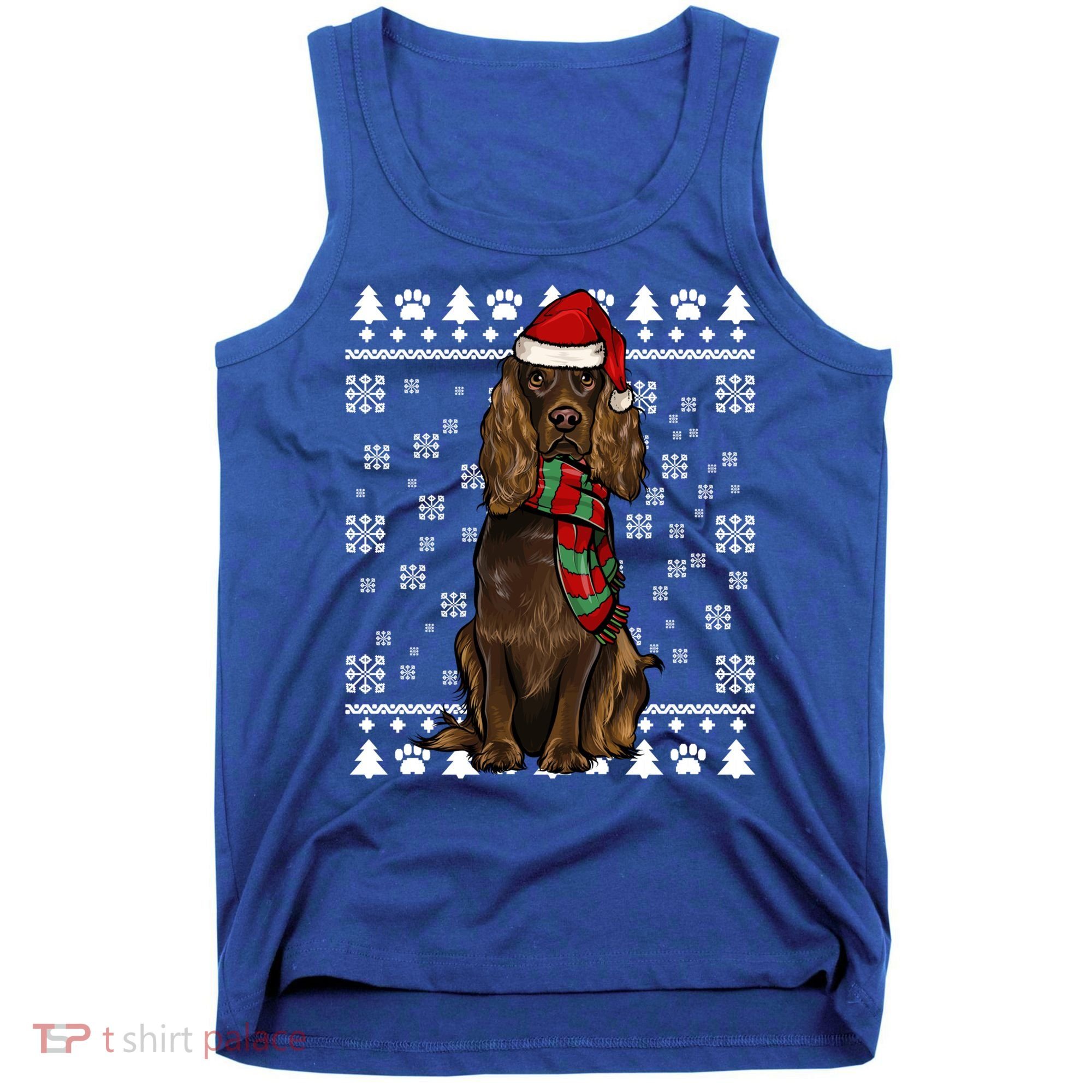 Boykin Spaniel Dog Santa Hat Xmas Ugly Christmas Gift Tank Top