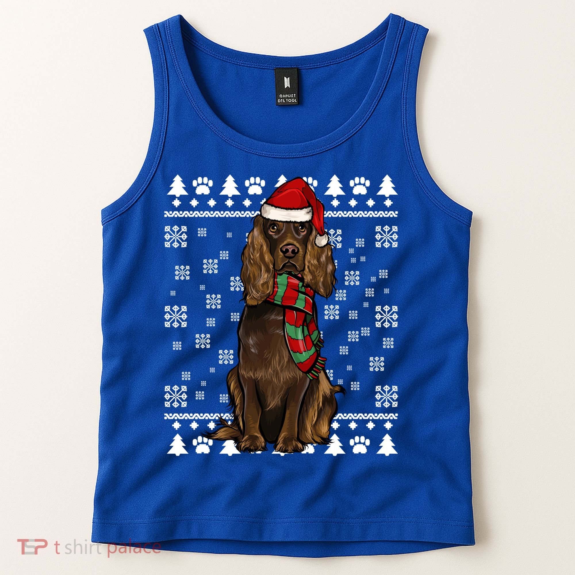 Boykin Spaniel Dog Santa Hat Xmas Ugly Christmas Gift Tank Top