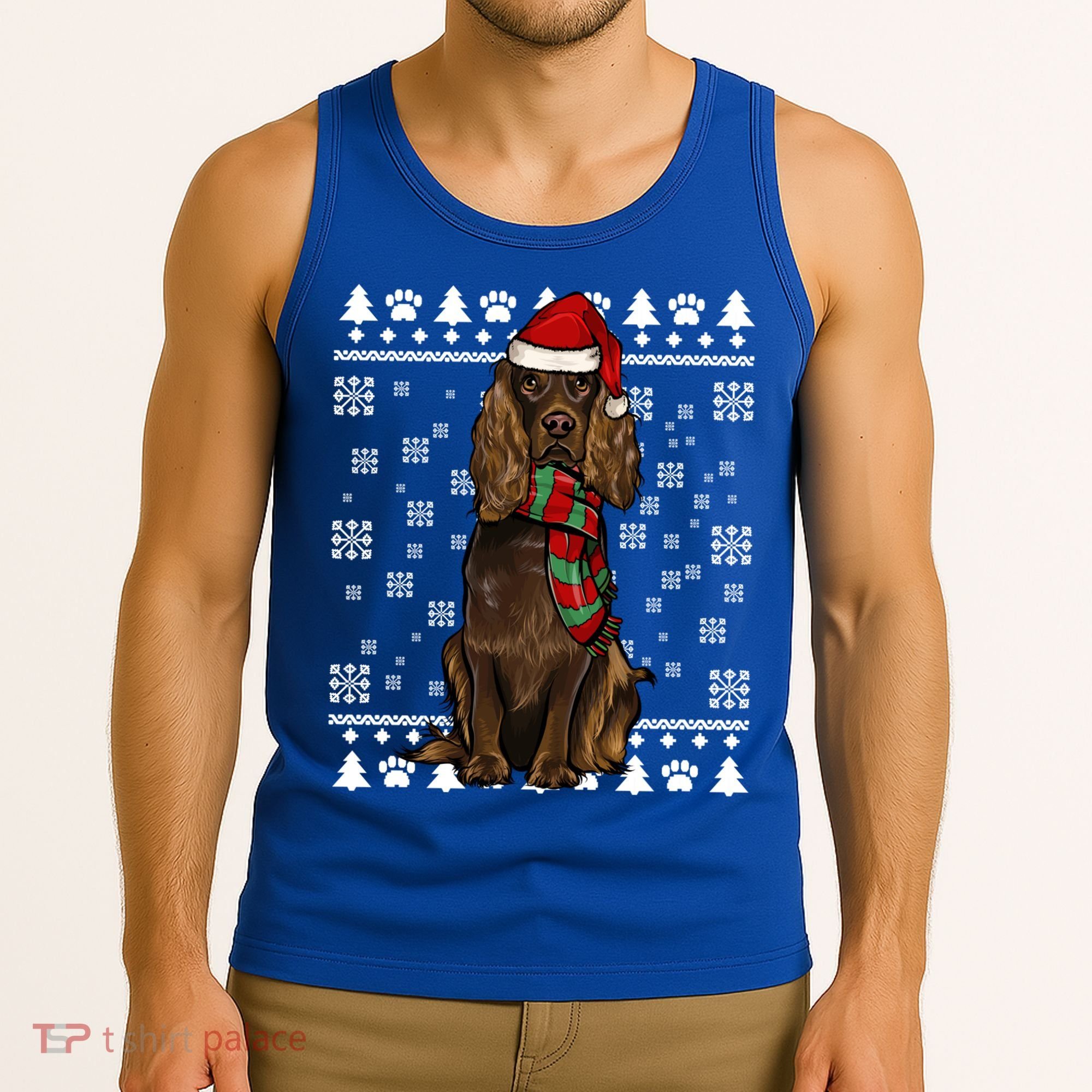 Boykin Spaniel Dog Santa Hat Xmas Ugly Christmas Gift Tank Top