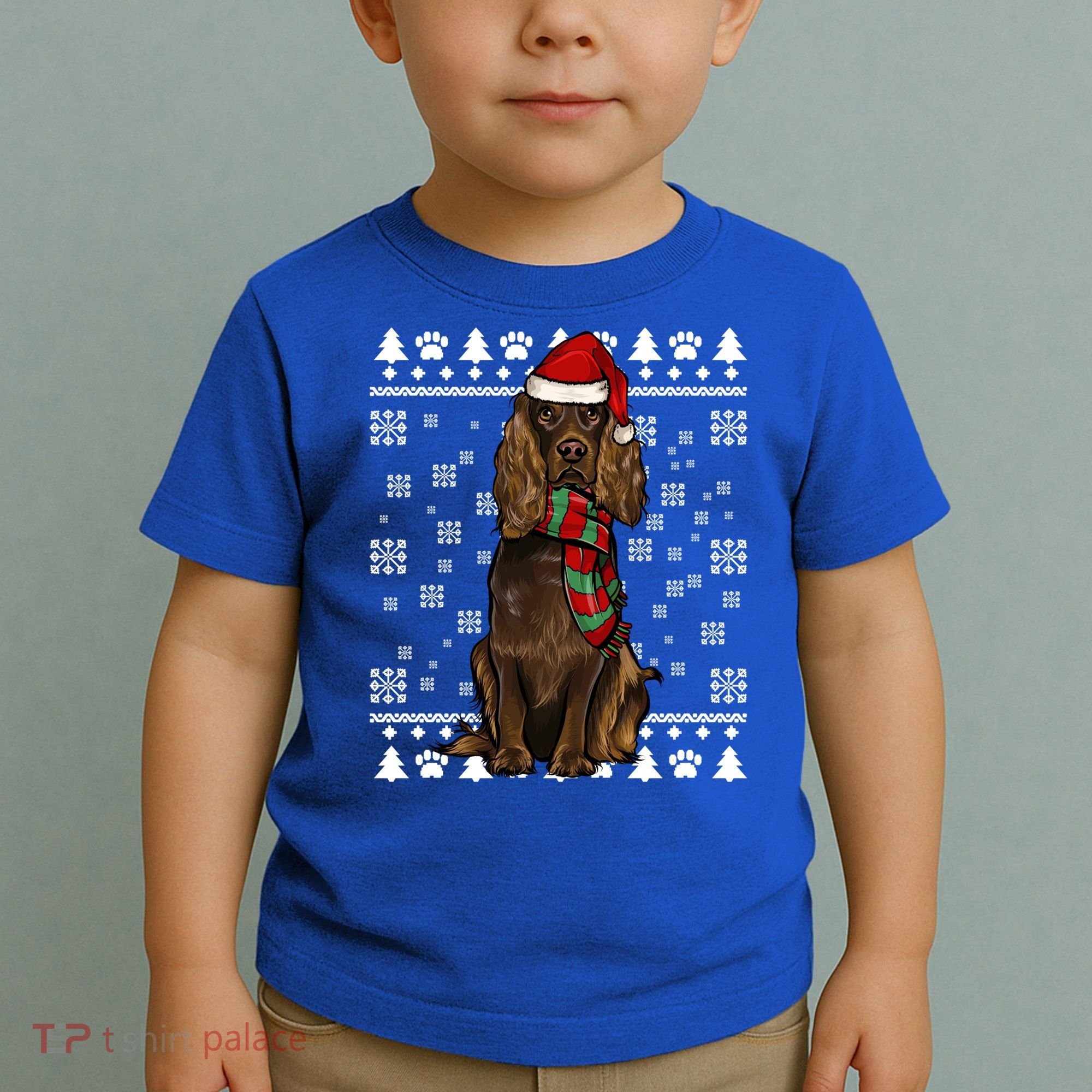 Boykin Spaniel Dog Santa Hat Xmas Ugly Christmas Gift Toddler T-Shirt
