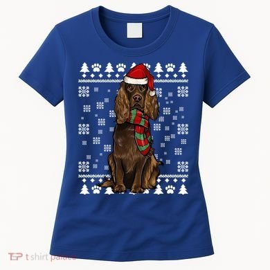Boykin Spaniel Dog Santa Hat Xmas Ugly Christmas Gift Women's T-Shirt
