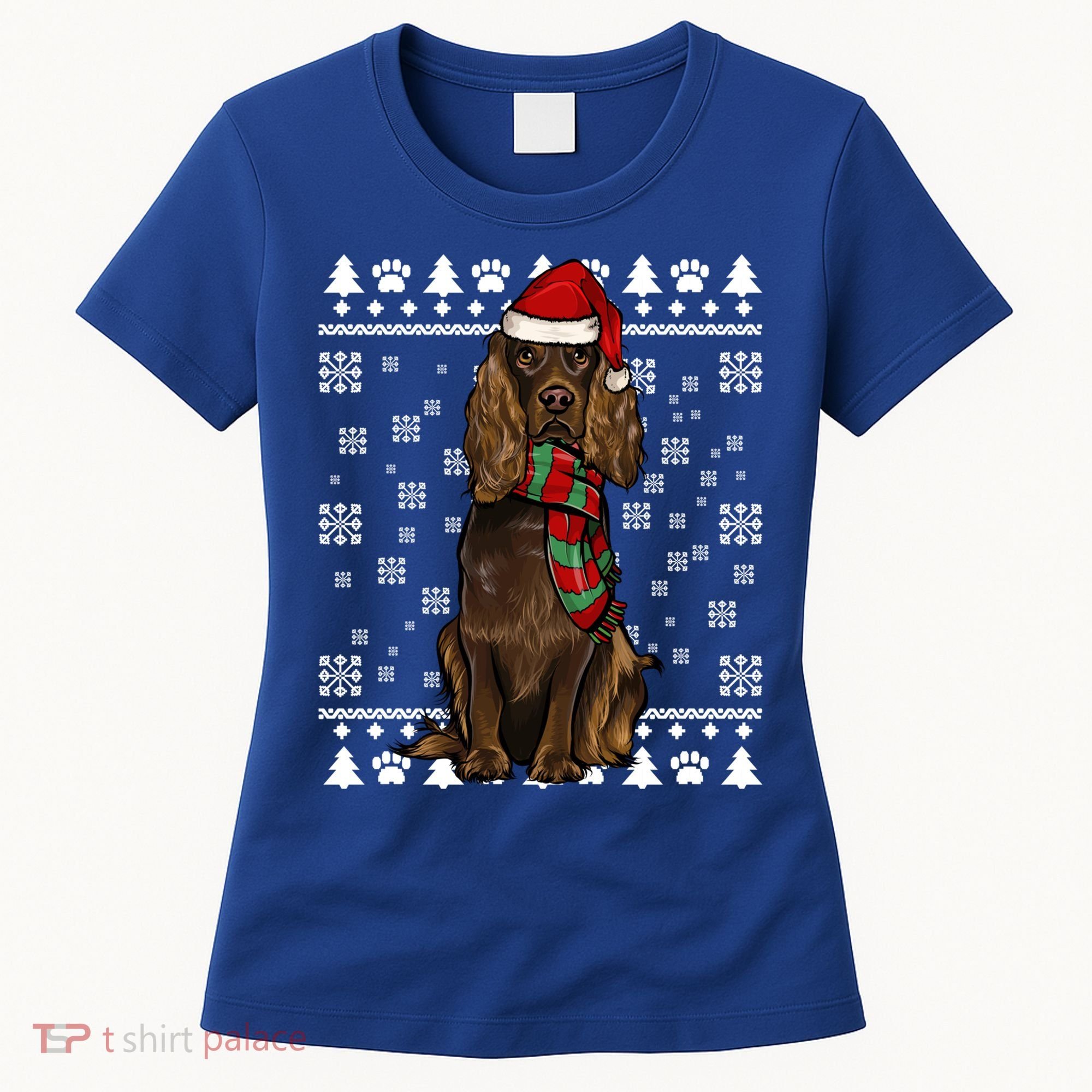 Boykin Spaniel Dog Santa Hat Xmas Ugly Christmas Gift Women's T-Shirt