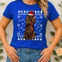Boykin Spaniel Dog Santa Hat Xmas Ugly Christmas Gift Women's T-Shirt thumb 2