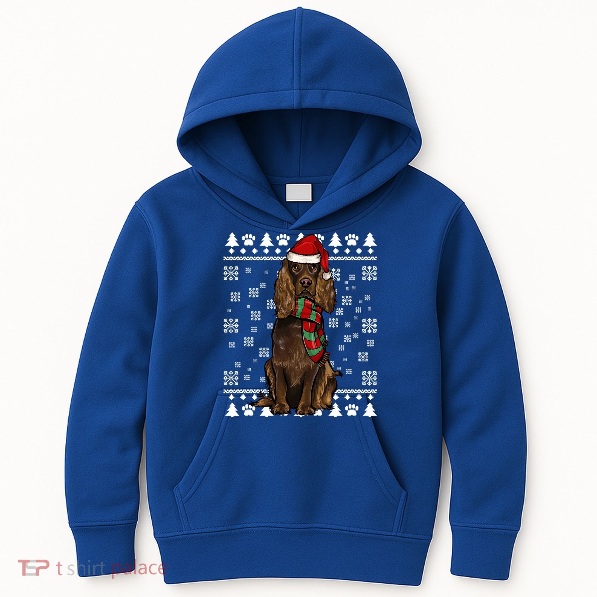 Boykin Spaniel Dog Santa Hat Xmas Ugly Christmas Gift Kids Hoodie