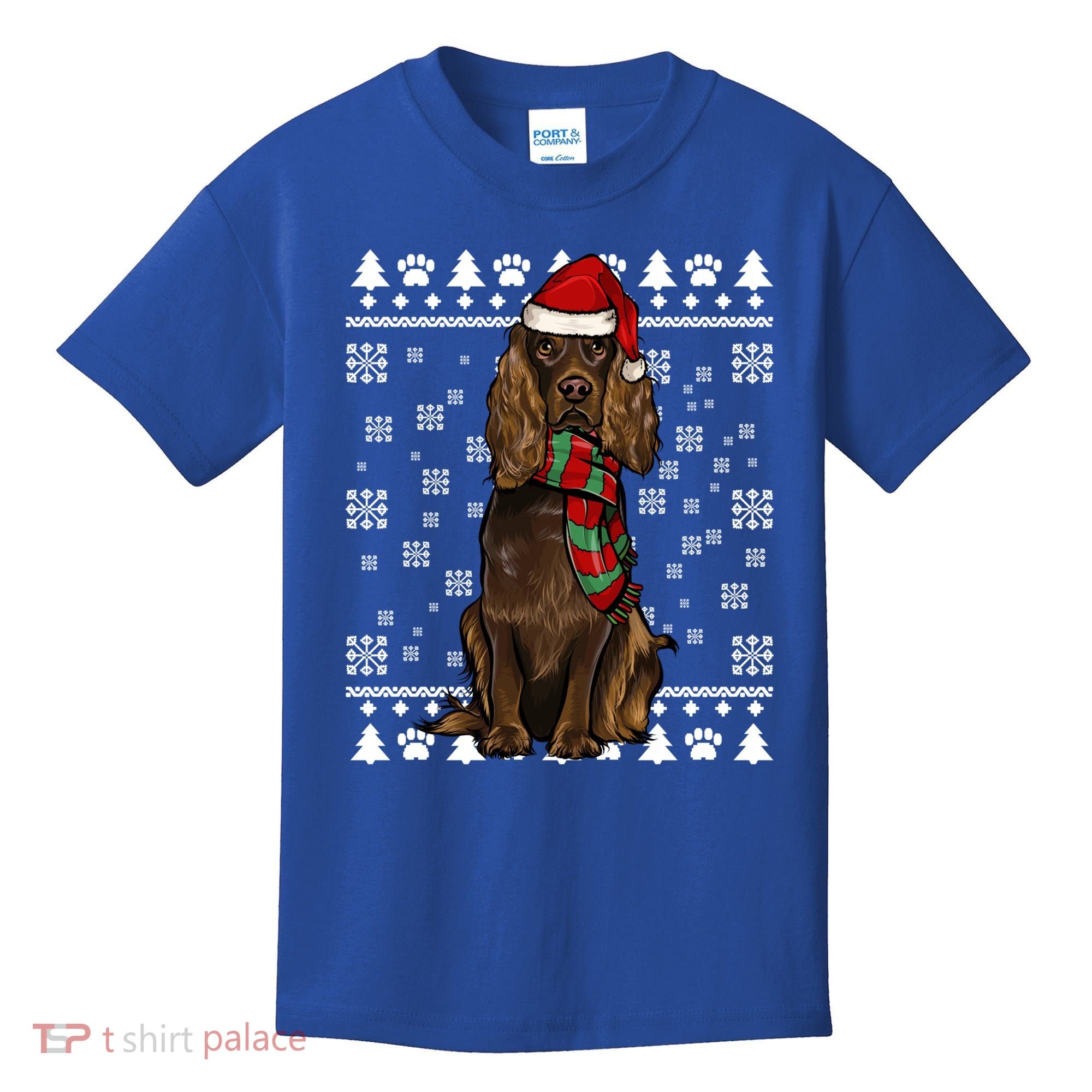 Boykin Spaniel Dog Santa Hat Xmas Ugly Christmas Gift Kids T-Shirt