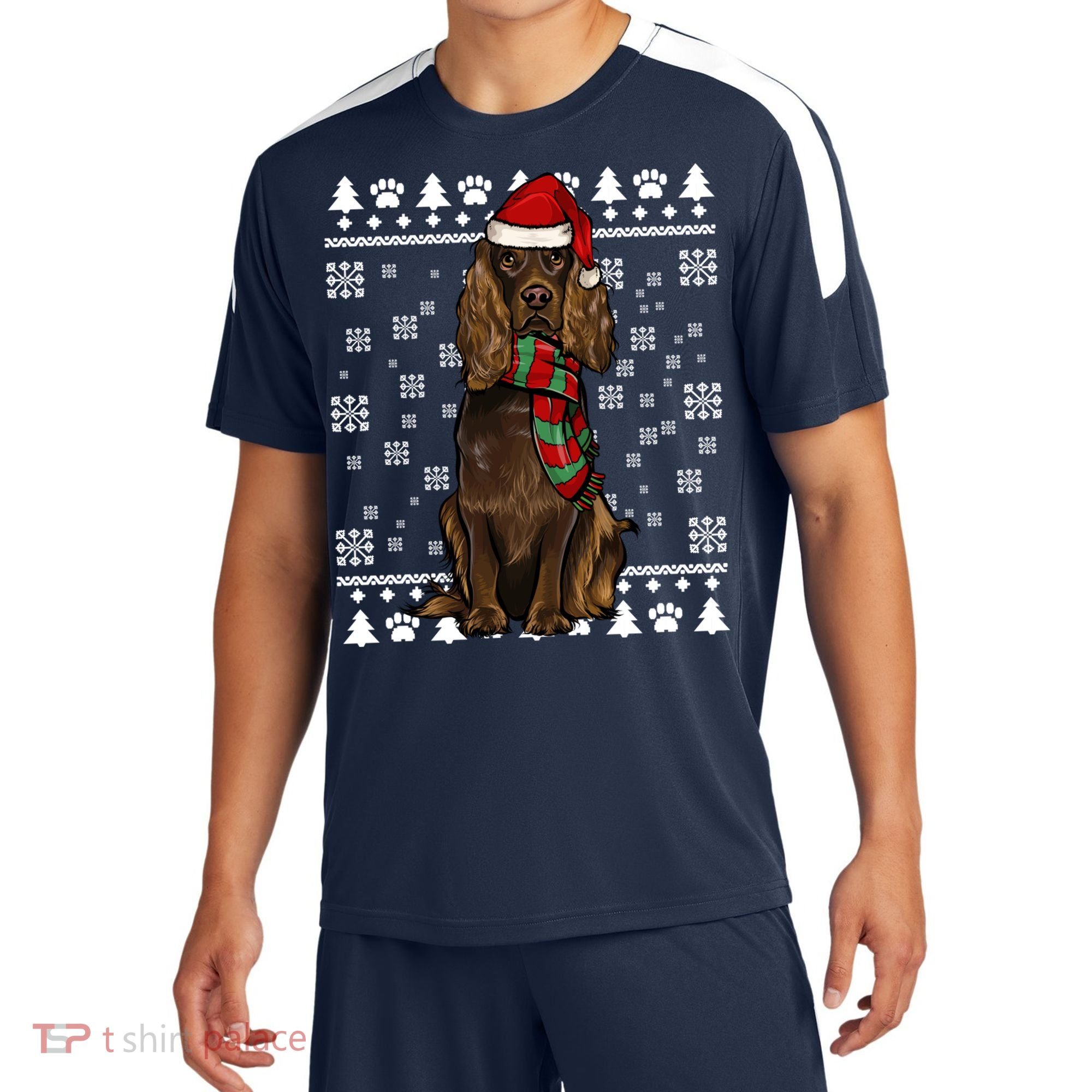 Boykin Spaniel Dog Santa Hat Xmas Ugly Christmas Gift Sport-Tek Competitor United Soccer Jersey