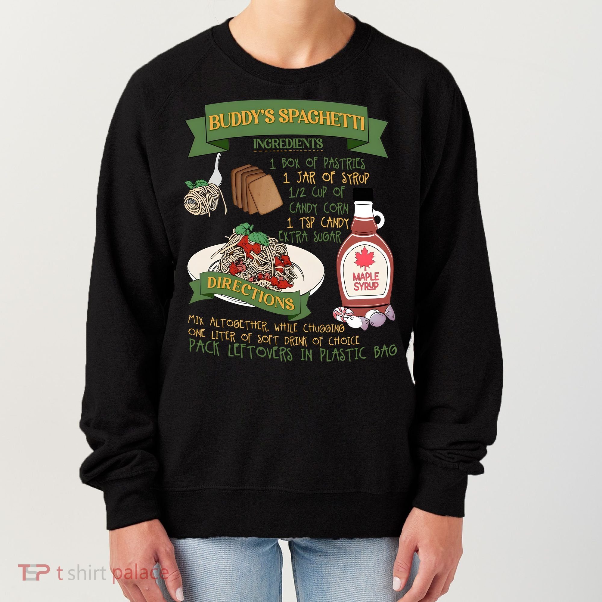 BuddyS Spaghetti Elf Christmas Holiday Season Women's Sweatshirt