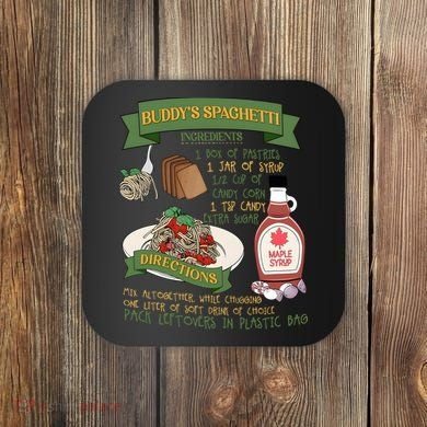 BuddyS Spaghetti Elf Christmas Holiday Season Coaster