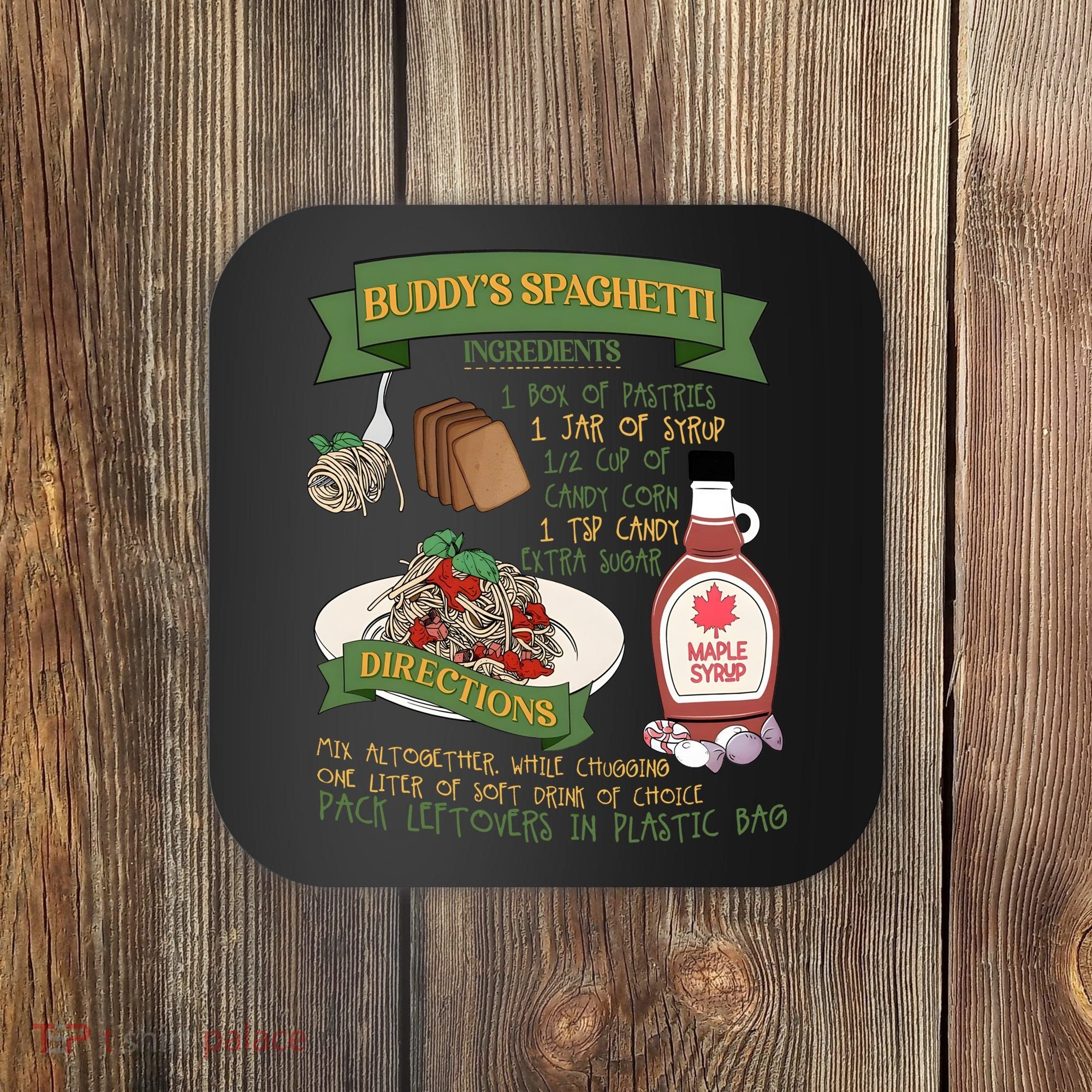 BuddyS Spaghetti Elf Christmas Holiday Season Coaster
