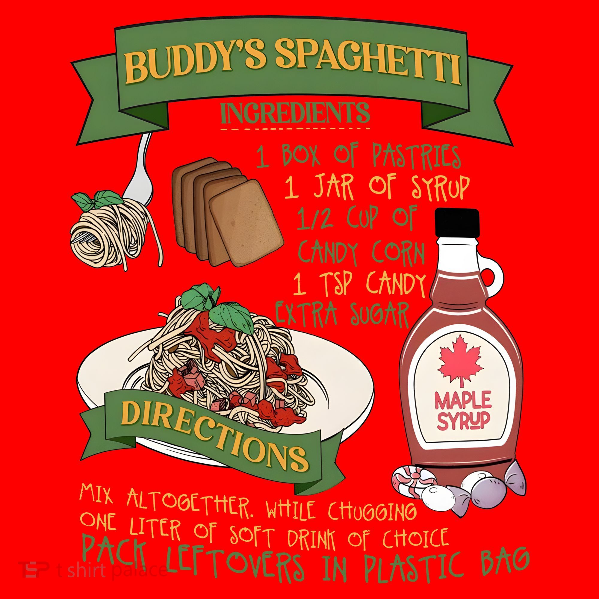 BuddyS Spaghetti Elf Christmas Holiday Season Santa Hat
