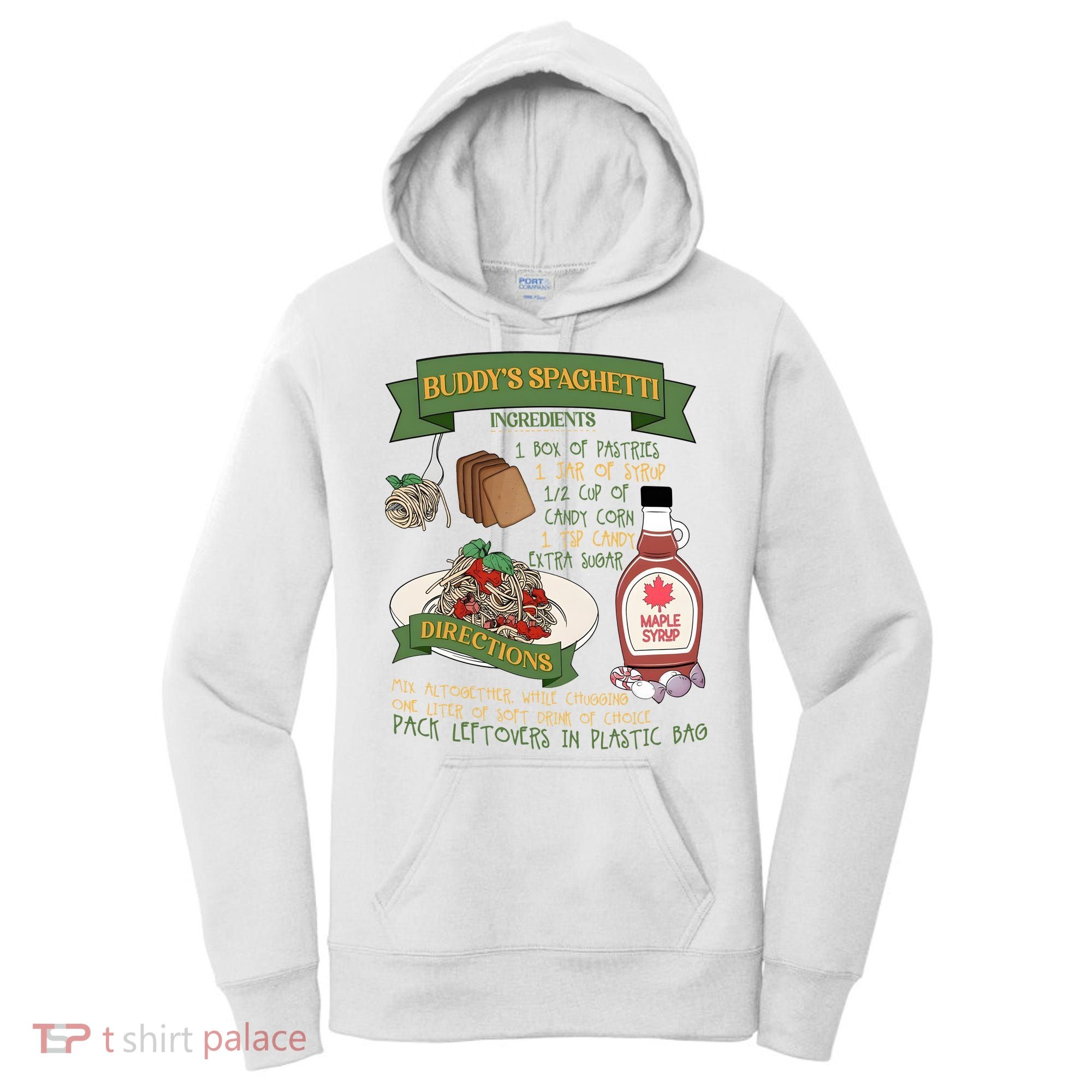 BuddyS Spaghetti Elf Christmas Holiday Season Women's Hoodie