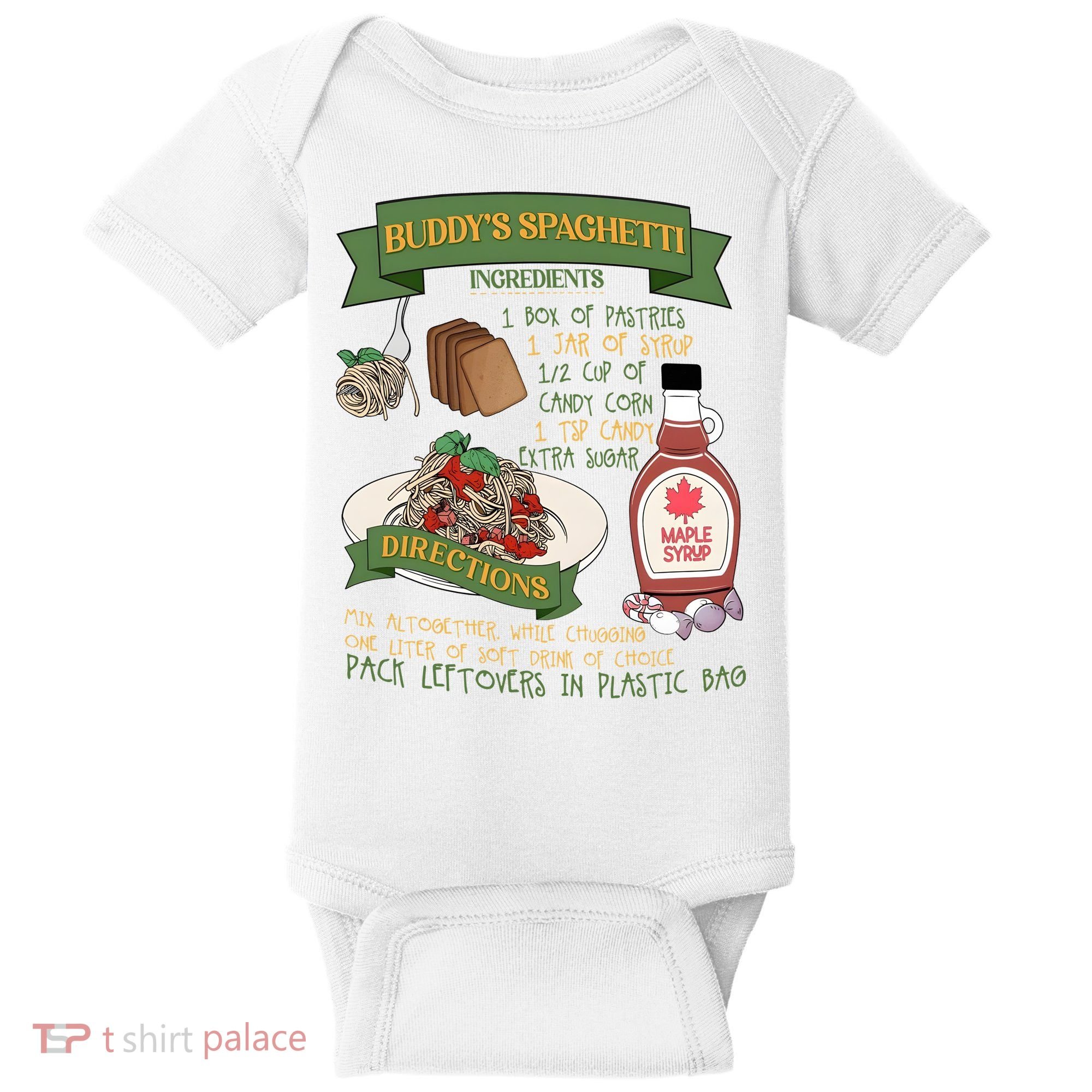 BuddyS Spaghetti Elf Christmas Holiday Season Baby Bodysuit