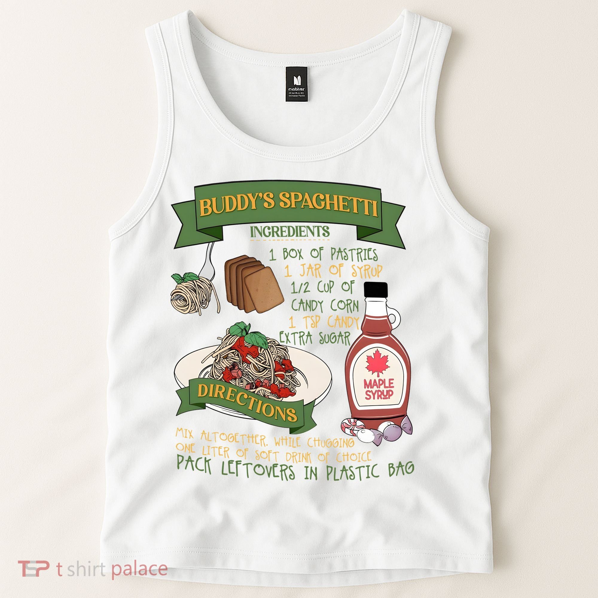 BuddyS Spaghetti Elf Christmas Holiday Season Tank Top