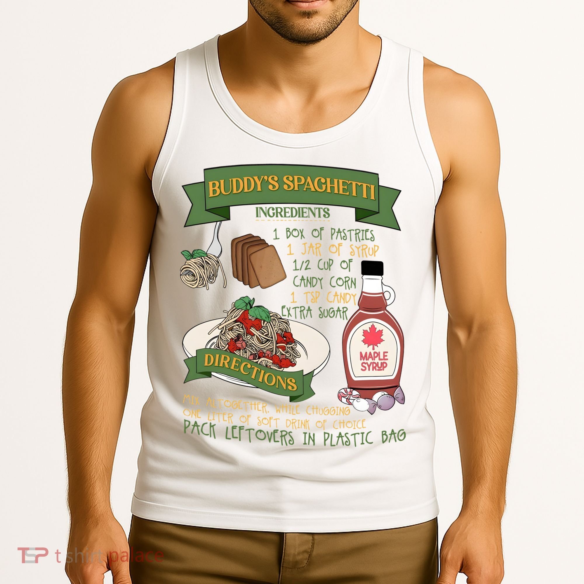 BuddyS Spaghetti Elf Christmas Holiday Season Tank Top
