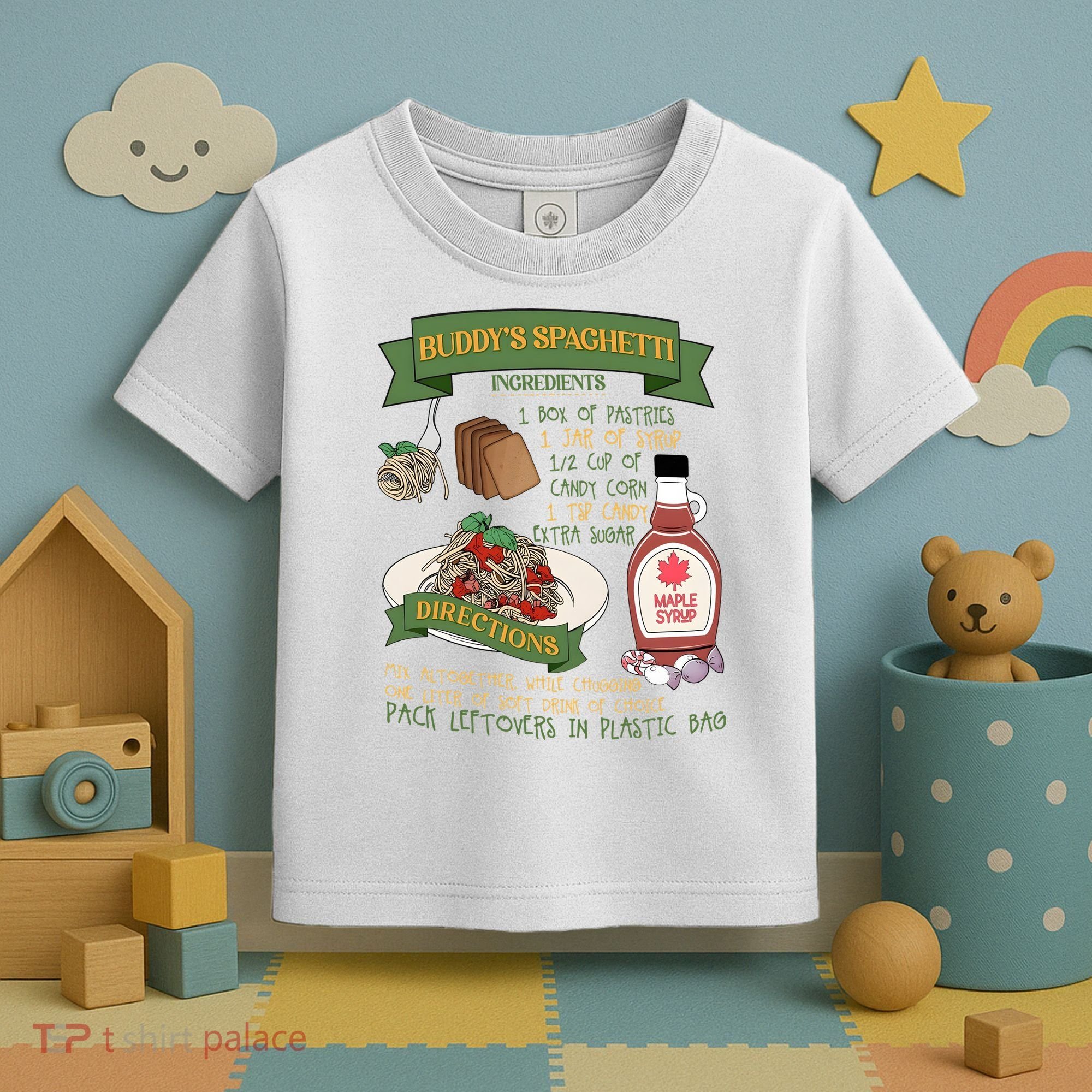 BuddyS Spaghetti Elf Christmas Holiday Season Toddler T-Shirt