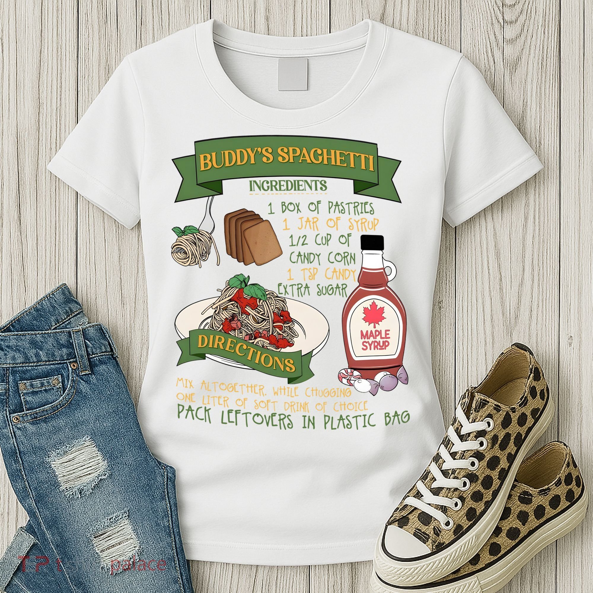 BuddyS Spaghetti Elf Christmas Holiday Season Women's T-Shirt