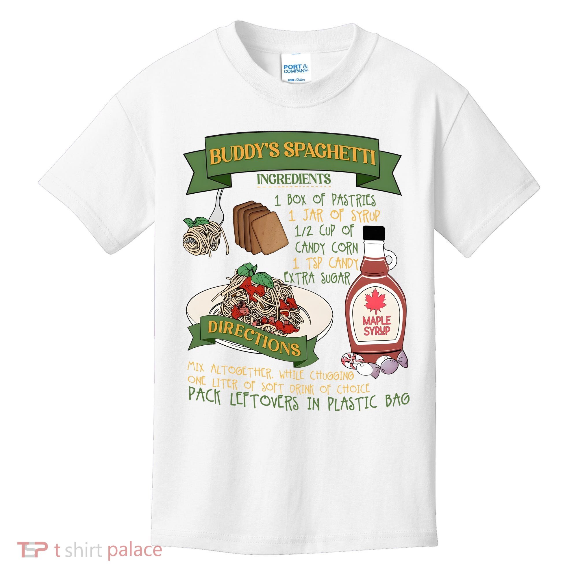 BuddyS Spaghetti Elf Christmas Holiday Season Kids T-Shirt