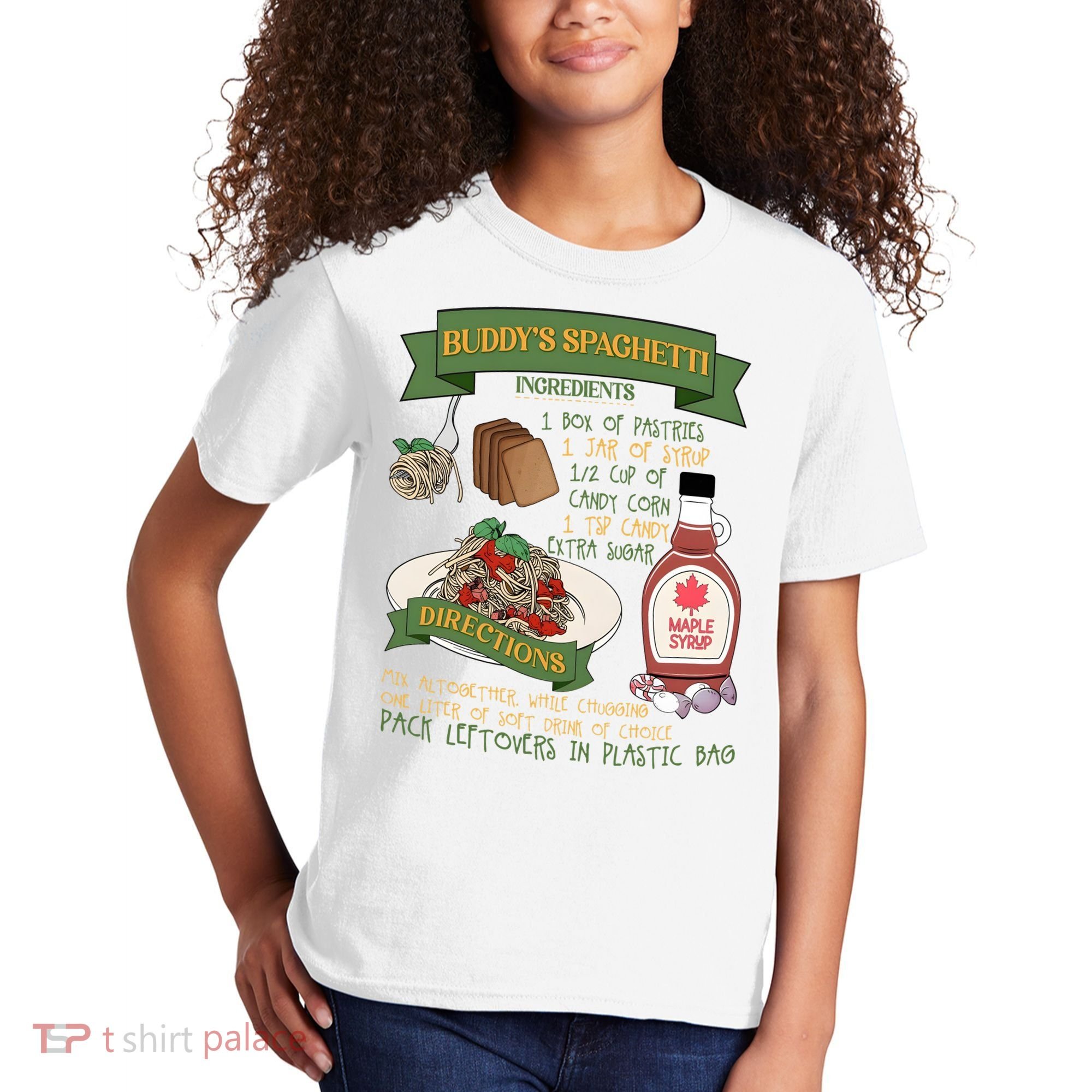 BuddyS Spaghetti Elf Christmas Holiday Season Kids T-Shirt