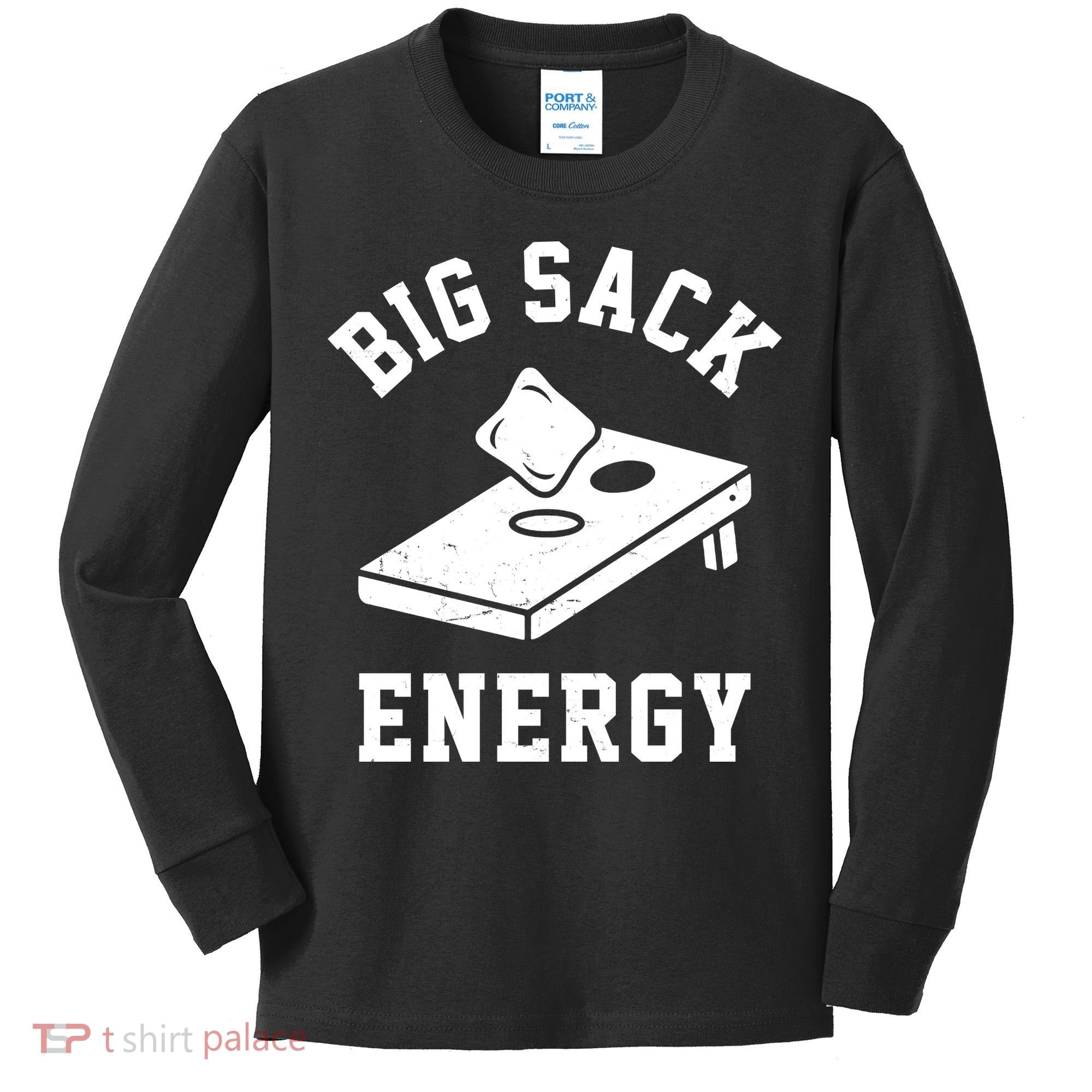 Big Sack Energy Funny Cornhole Kids Long Sleeve Shirt