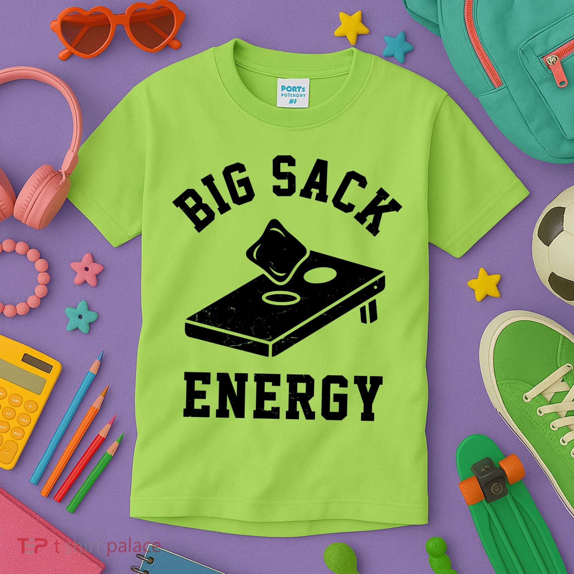 Big Sack Energy Funny Cornhole Kids T-Shirt