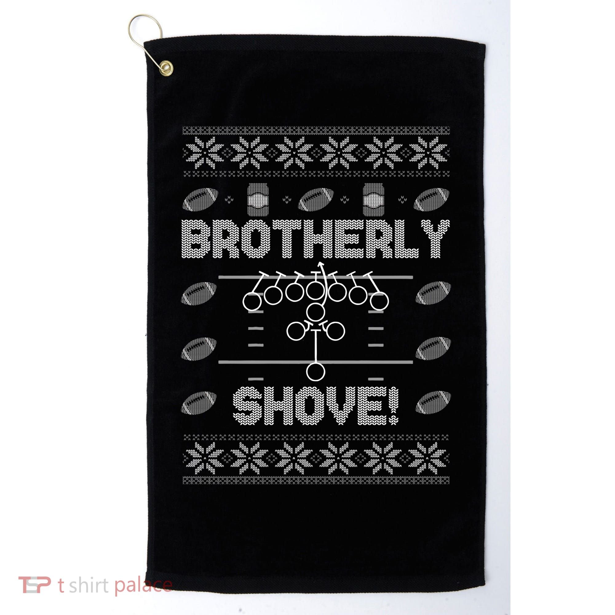 Brotherly Shove Eagles Nick Sirianni Ugly Christmas Sweater Golf Towel