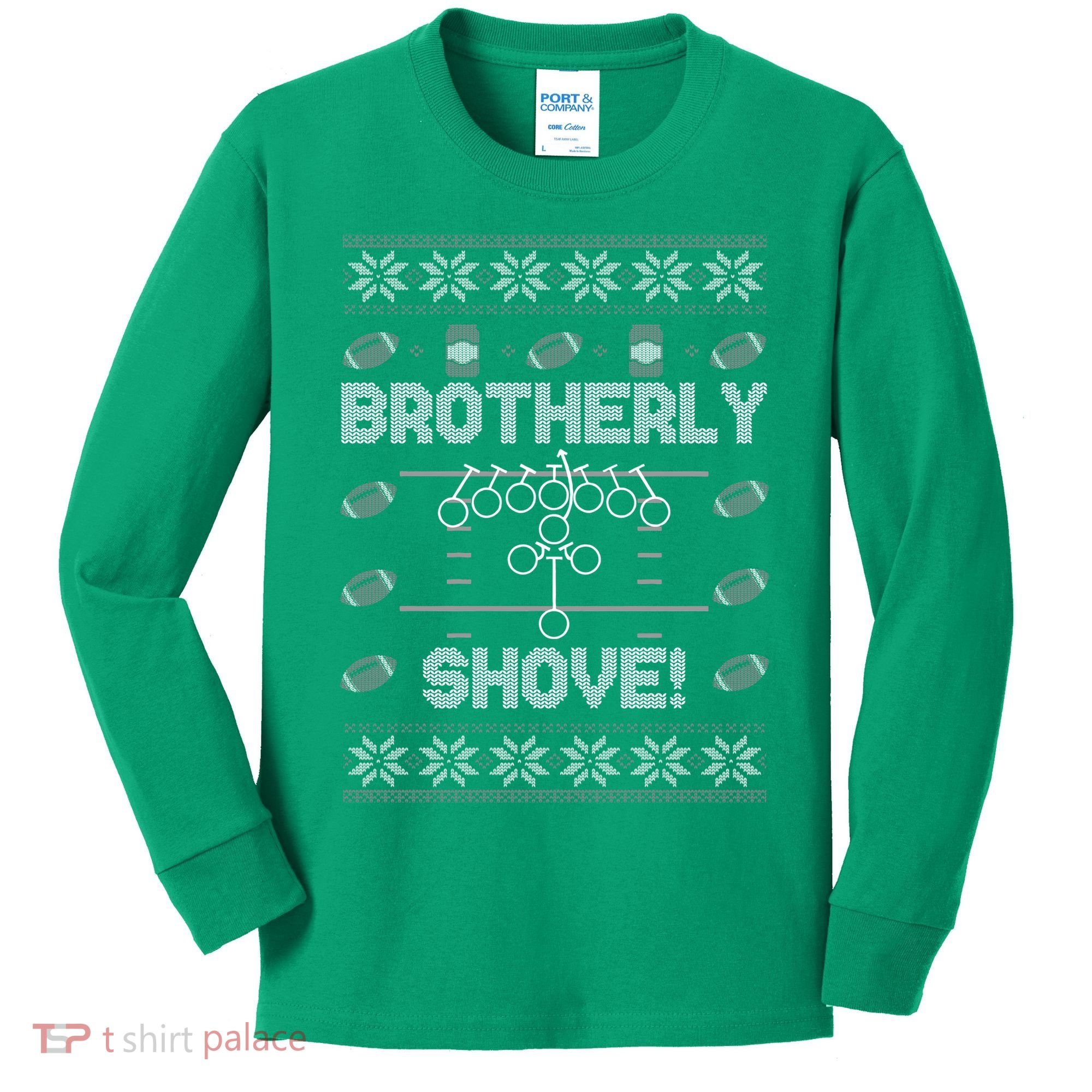 Brotherly Shove Eagles Nick Sirianni Ugly Christmas Sweater Kids Long Sleeve Shirt