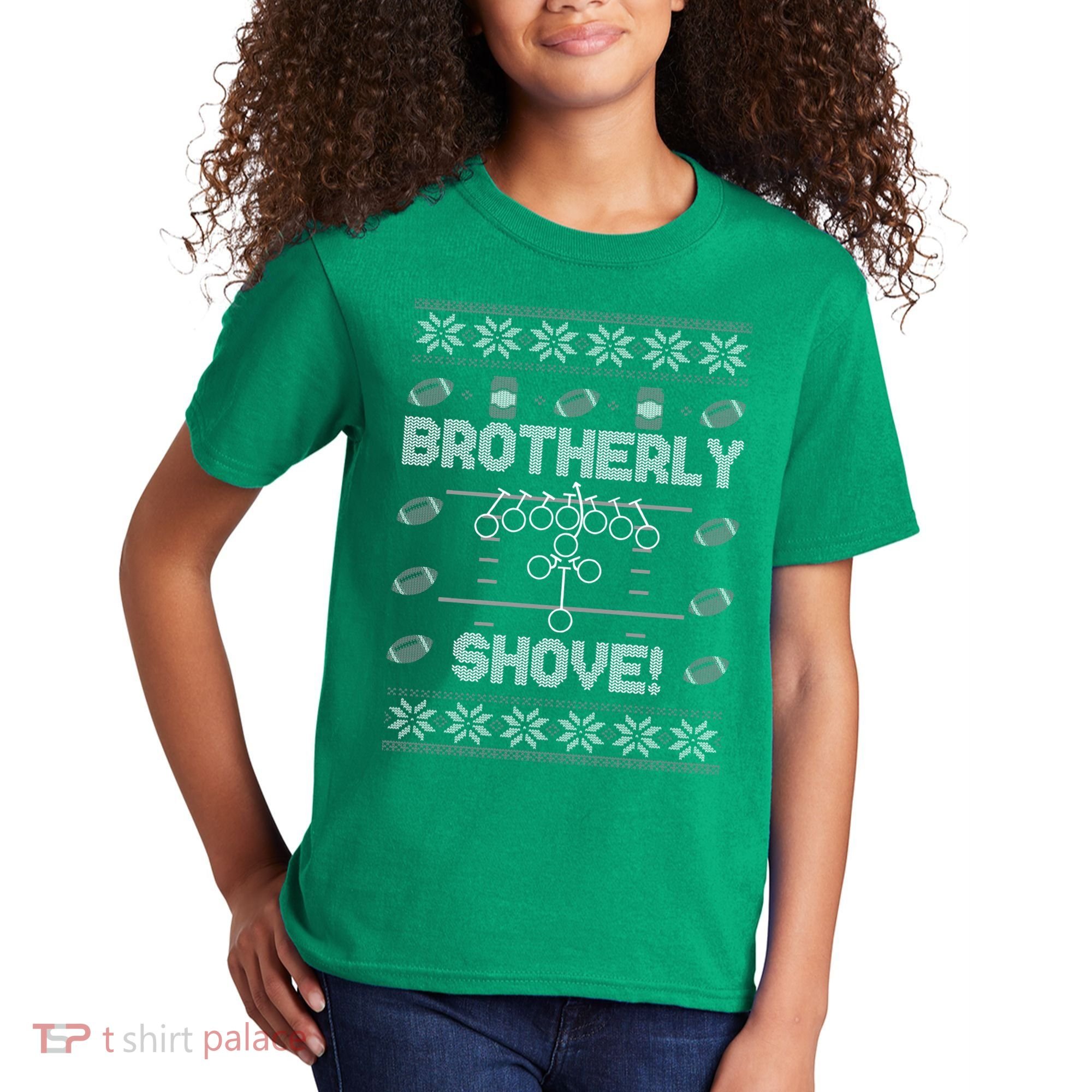 Brotherly Shove Eagles Nick Sirianni Ugly Christmas Sweater Kids T-Shirt