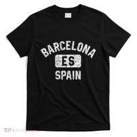 Barcelona Spain ES Gym Style Distressed White Print T-Shirt thumb 0