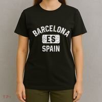 Barcelona Spain ES Gym Style Distressed White Print T-Shirt thumb 4